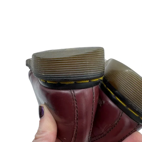 Dr. Martens Burgundy Leather Oxfords with Yellow Laces - Size 6 - Picture 8 of 11